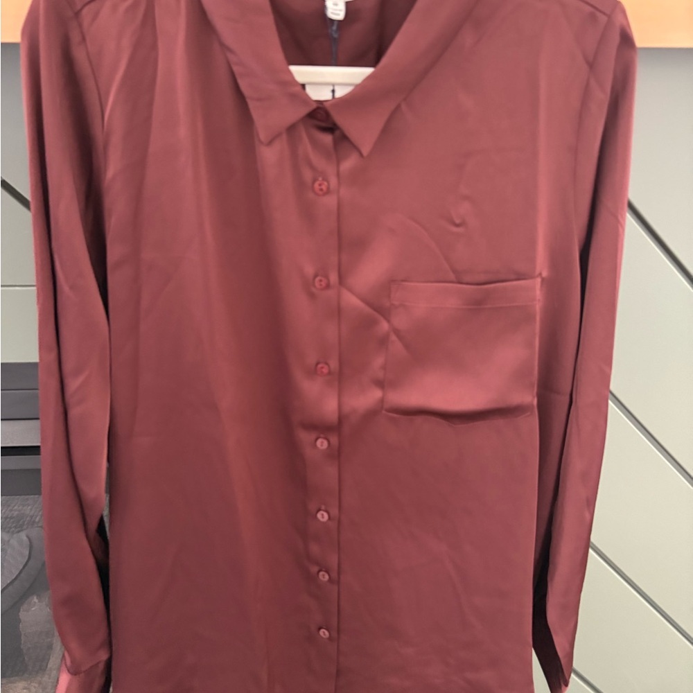 Skies Are Blue Chocolate Brown Button Down Blouse